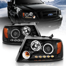 Load image into Gallery viewer, ANZO 2004-2008 Ford F-150 Projector Headlights w/ Halo and LED Black G2 Headlights ANZO
