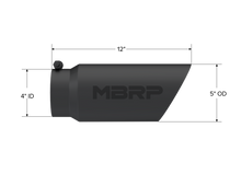 Load image into Gallery viewer, MBRP Universal Tip 5 O.D. Dual Wall Angled 4 inlet 12 length - Black Finish Tips MBRP
