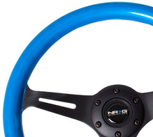 Load image into Gallery viewer, NRG Classic Wood Grain Steering Wheel (350mm) Blue Pearl/Flake Paint w/Black 3-Spoke Center Steering Wheels NRG
