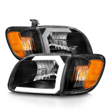Load image into Gallery viewer, ANZO 00-04 Toyota Tundra (Fits Reg/Acc Cab Only) Crystal Headlights w/Light Bar Black w/Corner Light Headlights ANZO
