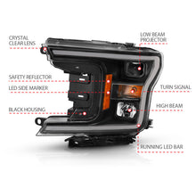 Load image into Gallery viewer, ANZO 2018-2019 Ford F-150 Projector Plank Style H.L. Black Amber (Without Switchback) Headlights ANZO
