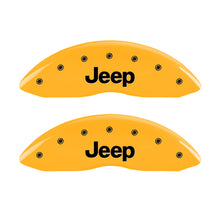 Load image into Gallery viewer, MGP 4 Caliper Covers Engraved Front JEEP Engraved Rear JEEP Grill logo Yellow finish black ch Caliper Covers MGP
