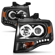 Load image into Gallery viewer, ANZO 2007-2014 Ford Expedition Projector Headlights w/ Halo Black Headlights ANZO

