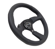 Load image into Gallery viewer, NRG Reinforced Steering Wheel (350mm / 2.5in. Deep) Blk Leather Comfort Grip w/5mm Matte Blk Spokes Steering Wheels NRG
