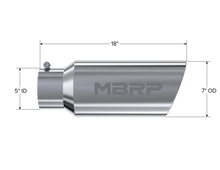 Load image into Gallery viewer, MBRP Universal Tip 7in O.D. Rolled End 5in inlet 18in length - T304 (SINGLE TIP) Steel Tubing MBRP   
