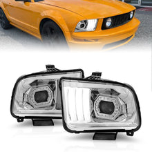 Load image into Gallery viewer, ANZO 05-09 Ford Mustang (w/Factory Halogen HL Only) Projector Headlights w/Light Bar Chrome Housing Headlights ANZO
