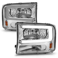 Load image into Gallery viewer, ANZO 99-04 Ford F250/F350/F450/Excursion (excl. 99) Crystal Headlights - w/ Light Bar Chrome Housing Headlights ANZO
