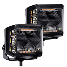 Load image into Gallery viewer, Go Rhino Light Bars &amp; Cubes Go Rhino Xplor Blackout Combo Series Cube Sideline LED Flood Lights w/Amber 4x3 - Blk (Pair)

