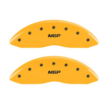 Load image into Gallery viewer, MGP 2 Caliper Covers Engraved Front MGP Yellow Finish Black Char 2005 Chevy Silverado 1500 Caliper Covers MGP
