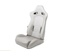 Load image into Gallery viewer, NRG Reclinable Sport Seats (Pair) The Arrow Grey Vinyl w/ Pressed NRG logo w/ Grey Stitch Reclineable Seats NRG
