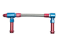 Load image into Gallery viewer, Russell Performance -8 AN to -8 AN ProFlex Holley 4150 Dual Inlet Carb Kit (Red/Blue) Carburetor Fuel Inlet Kits Russell
