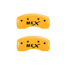 Load image into Gallery viewer, MGP 4 Caliper Covers Engraved Front Lincoln Engraved Rear MKX Yellow finish black ch Caliper Covers MGP

