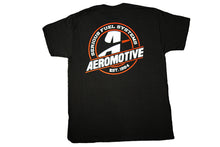 Load image into Gallery viewer, Aeromotive Standard Logo Black/Red T-Shirt - Small Apparel Aeromotive   
