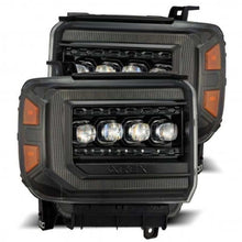 Load image into Gallery viewer, AlphaRex 14-18 GMC Sierra NOVA LED Proj Headlights Plnk Style Alpha Blk w/Activ Light/Seq Signal/DRL Headlights AlphaRex
