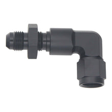 Load image into Gallery viewer, DeatschWerks 6AN Female Flare Swivel to 6AN Male Flare 90-Degree Bulkhead - Anodized Matte Black Fittings DeatschWerks

