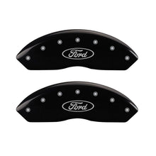 Load image into Gallery viewer, MGP 4 Caliper Covers Engraved Front &amp; Rear Oval logo/Ford Black finish silver ch Caliper Covers MGP
