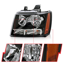 Load image into Gallery viewer, ANZO 2007-2014 Chevrolet Tahoe/Suburban Crystal Headlights Black Headlights ANZO
