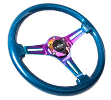 Load image into Gallery viewer, NRG Classic Wood Grain Steering Wheel (350mm) Blue Pearl/Flake Paint w/Neochrome 3-Spoke Center Steering Wheels NRG
