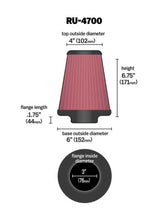 Load image into Gallery viewer, K&amp;N Universal Tapered Filter 3in Flange ID x 6in Base OD x 4in Top OD x 6.75in Height Air Filters - Universal Fit K&amp;N Engineering   
