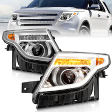 Load image into Gallery viewer, ANZO 11-15 Ford Explorer Projector Headlights w/ Light Bar Chrome Housing w/ Amber light Headlights ANZO
