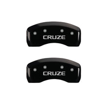 Load image into Gallery viewer, MGP 4 Caliper Covers Engraved Front &amp; Rear Cruze Black Finish Silver Char 2017 Chevrolet Cruze Caliper Covers MGP
