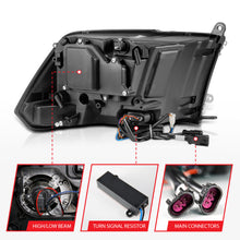 Load image into Gallery viewer, ANZO 2009-2018 Dodge Ram 1500 Projector Headlights Plank Style Halo w/Switchback Matte Black Headlights ANZO

