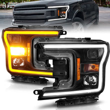 Load image into Gallery viewer, ANZO 2018-2020 Ford F-150 Projector Headlight w/ Plank Style Switchback Black Housing Headlights ANZO
