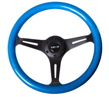 Load image into Gallery viewer, NRG Classic Wood Grain Steering Wheel (350mm) Blue Pearl/Flake Paint w/Black 3-Spoke Center Steering Wheels NRG
