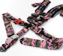 Load image into Gallery viewer, NRG SFI 16.1 5pt 3in. Seat Belt Harness/ Latch Link - Pink Camo Seat Belts &amp; Harnesses NRG
