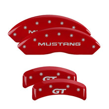 Load image into Gallery viewer, MGP 4 Caliper Covers Engrvd Front No bolts/Tbird Engrvd Rear/Tbird Emblem Red fnsh slvr ch Caliper Covers MGP
