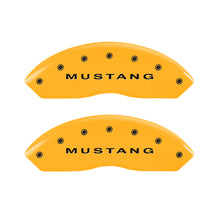 Load image into Gallery viewer, MGP 4 Caliper Covers Engraved Front Mustang Rear S197/GT Yellow Finish Black Char 2003 Ford Mustang Caliper Covers MGP
