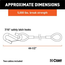 Load image into Gallery viewer, RockJock Curt Towing Safety Cable Kit 44 1/2in Long w/ 2 Snap Hooks 5000lbs 2-Pack Tow Bars RockJock
