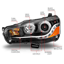 Load image into Gallery viewer, ANZO 2008-2015 Mitsubishi Lancer Projector Headlights w/ Halo Black (CCFL) Headlights ANZO
