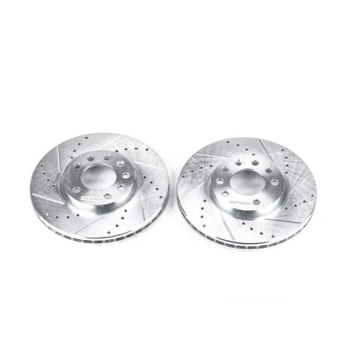 Power Stop 03-11 Saab 9-3 Front Evolution Drilled & Slotted Rotors - Pair Brake Rotors - Slot & Drilled PowerStop
