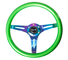 Load image into Gallery viewer, NRG Classic Wood Grain Steering Wheel (350mm) Green Pearl/Flake Paint w/Neochrome 3-Spoke Center Steering Wheels NRG
