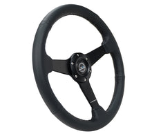 Load image into Gallery viewer, NRG Sport Steering Wheel (350mm / 1.5in Deep) Black Leather Black Stitch w/Matte Black Solid Spokes Steering Wheels NRG
