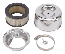Load image into Gallery viewer, Edelbrock EDE1202 Edelbrock Air Cleaner 94 Series Round Steel Top 4 65In Dia X 3 125In 2 63In ID Raised Base Chrome
