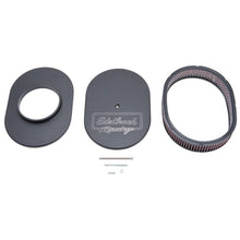 Load image into Gallery viewer, Edelbrock EDE42203 Edelbrock Air Cleaner Victor Series Oval Aluminum Top Cloth Element 11 875In X 8 25In X 3 75In Black
