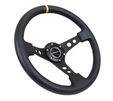 Load image into Gallery viewer, NRG Reinforced Steering Wheel (350mm / 3in. Deep) Blk Leather w/Blk Cutout Spoke/Yellow Center Mark Steering Wheels NRG
