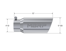 Load image into Gallery viewer, MBRP Universal Tip 5 O.D. Angled Rolled End 4 inlet 12 length Steel Tubing MBRP
