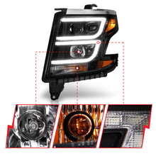 Load image into Gallery viewer, ANZO 2015-2020 Chevy Tahoe Projector Headlights Plank Style Black w/DRL Headlights ANZO
