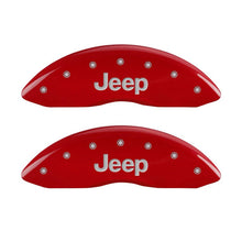 Load image into Gallery viewer, MGP 4 Caliper Covers Engraved Front &amp; Rear JEEP Red finish silver ch Caliper Covers MGP

