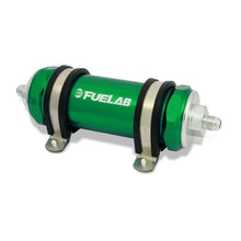 Load image into Gallery viewer, Fuelab 828 In-Line Fuel Filter Long -8AN In/Out 100 Micron Stainless - Green Fuel Filters Fuelab
