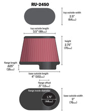 Load image into Gallery viewer, K&amp;N Univ Clamp-On Air Filter - 1-3/4in FLG O/S 4in X 3in B 3in X 2in T 2-3/4inH OVAL Air Filters - Universal Fit K&amp;N Engineering   
