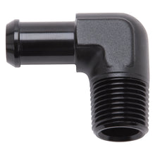 Load image into Gallery viewer, Edelbrock Hose End 90-Deg 1/2In NPT to 5/8In Barb Black Anodize Fittings Edelbrock
