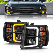 Load image into Gallery viewer, ANZO 2007-2013 Chevrolet Silverado 1500 Projector w/ Light Bar Black Housing w/ Sequential Headlights ANZO
