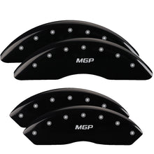 Load image into Gallery viewer, MGP 4 Caliper Covers Engraved Front &amp; Rear GMC Black finish silver ch Caliper Covers MGP

