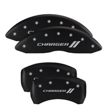 Load image into Gallery viewer, MGP 4 Caliper Covers Engraved Front &amp; Rear Cursive/Challenger Black finish silver ch Caliper Covers MGP
