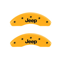 Load image into Gallery viewer, MGP 4 Caliper Covers Engraved Front JEEP Engraved Rear JEEP Grill logo Yellow finish black ch Caliper Covers MGP
