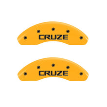 Load image into Gallery viewer, MGP Front set 2 Caliper Covers Engraved Front Cruze Yellow finish black ch Caliper Covers MGP
